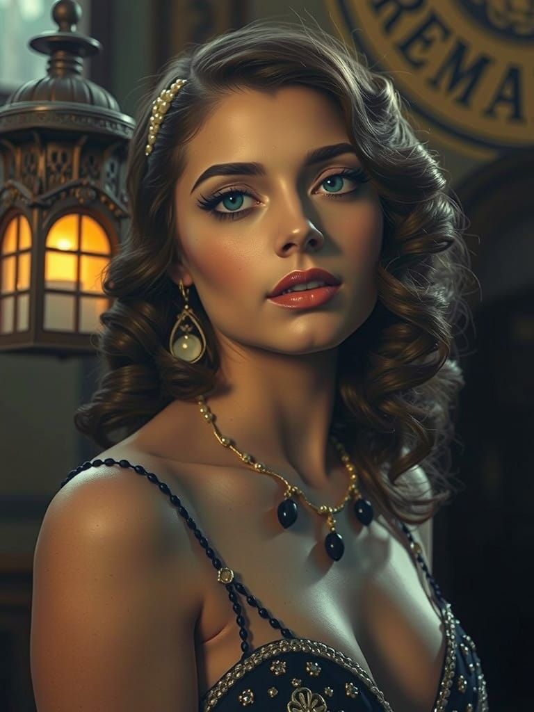 1920s Flapper Girl in Vintage Glamour and Sensuality