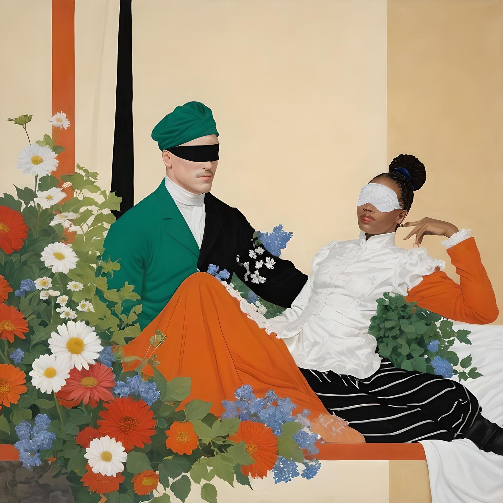 Floral Garden Scene in Portraiture Style