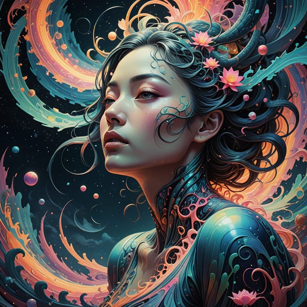 Ethereal Goddess in Cosmic Flux