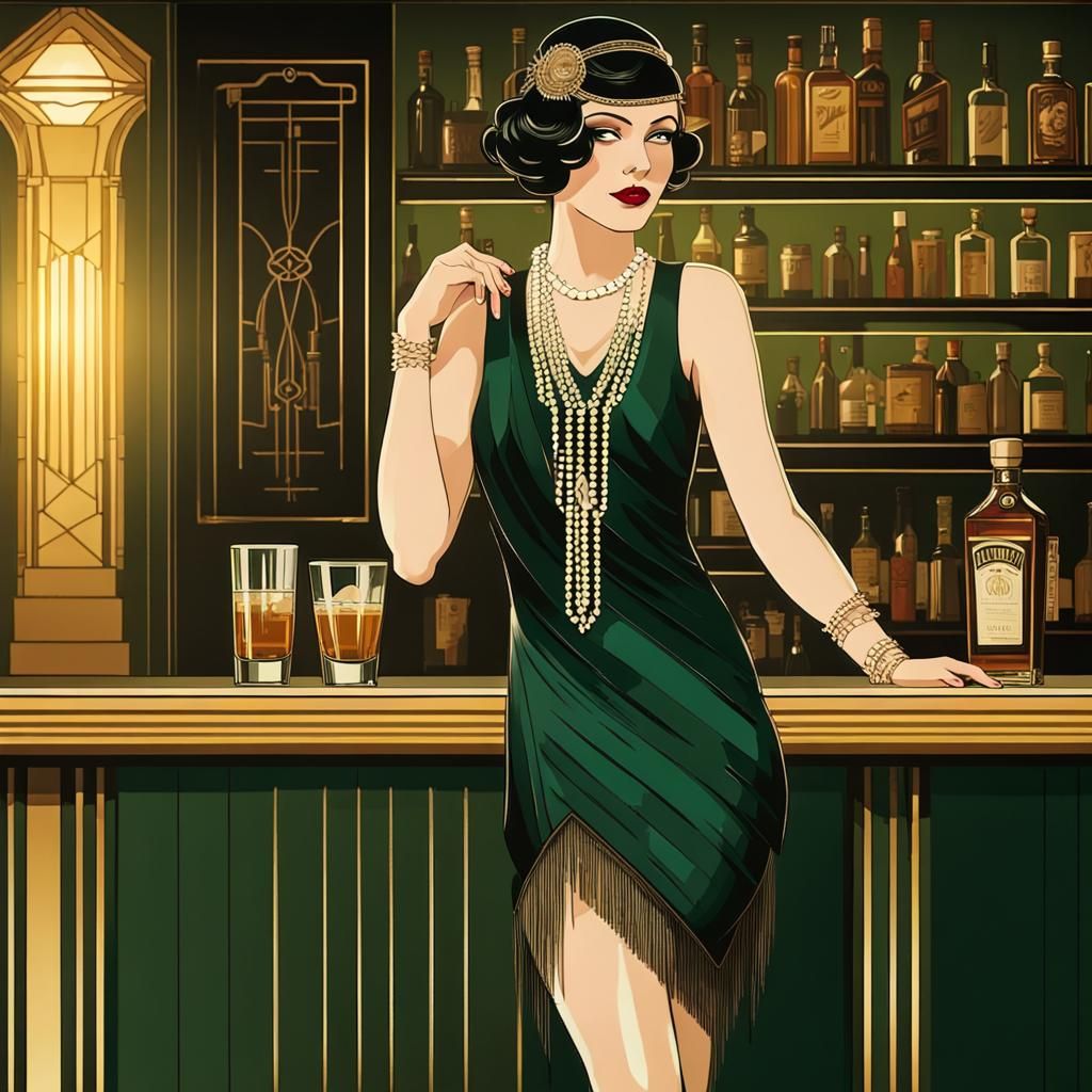 Elegant Flapper Portrait in Art Deco Style