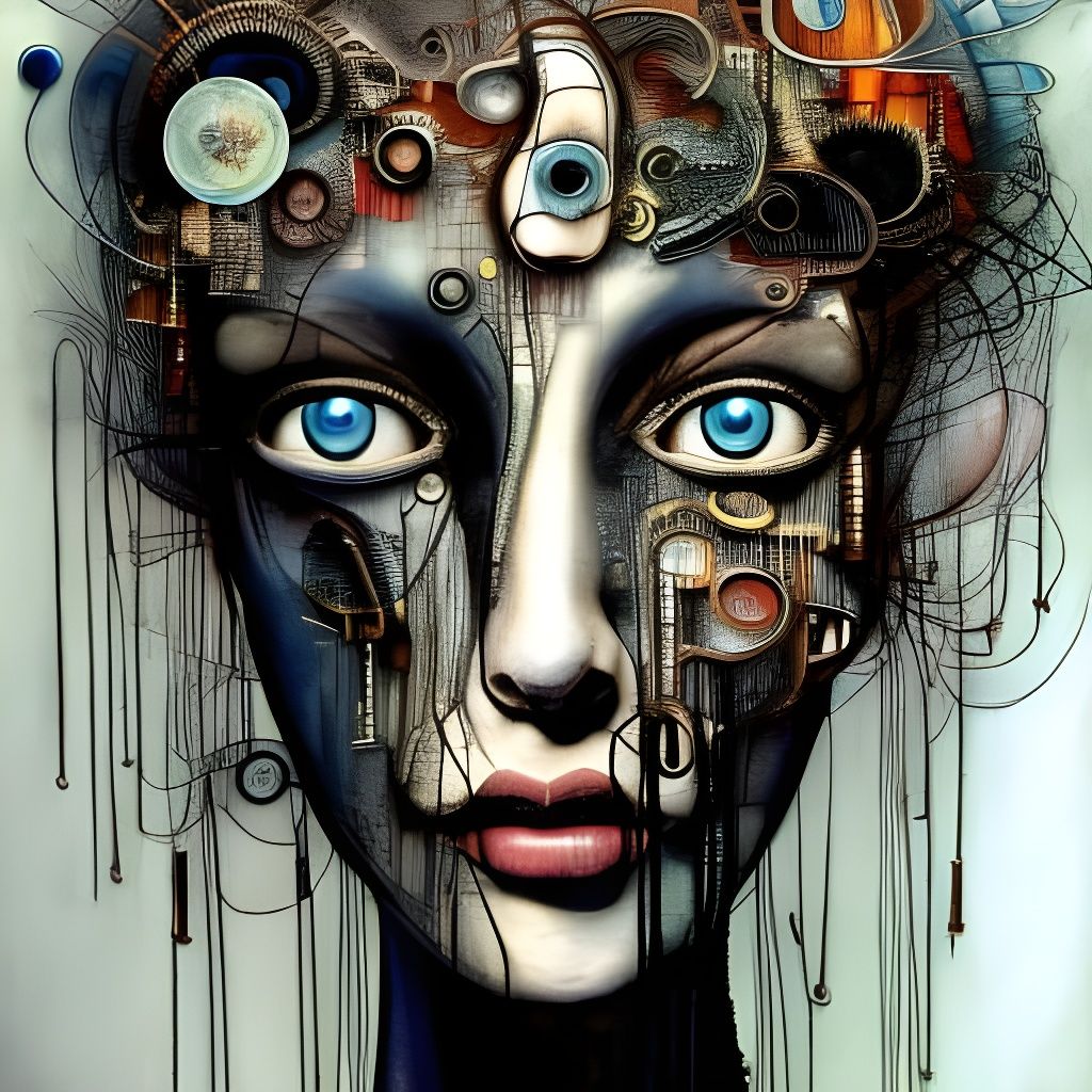 Intricate Abstract Portrait with Blue Eyes
