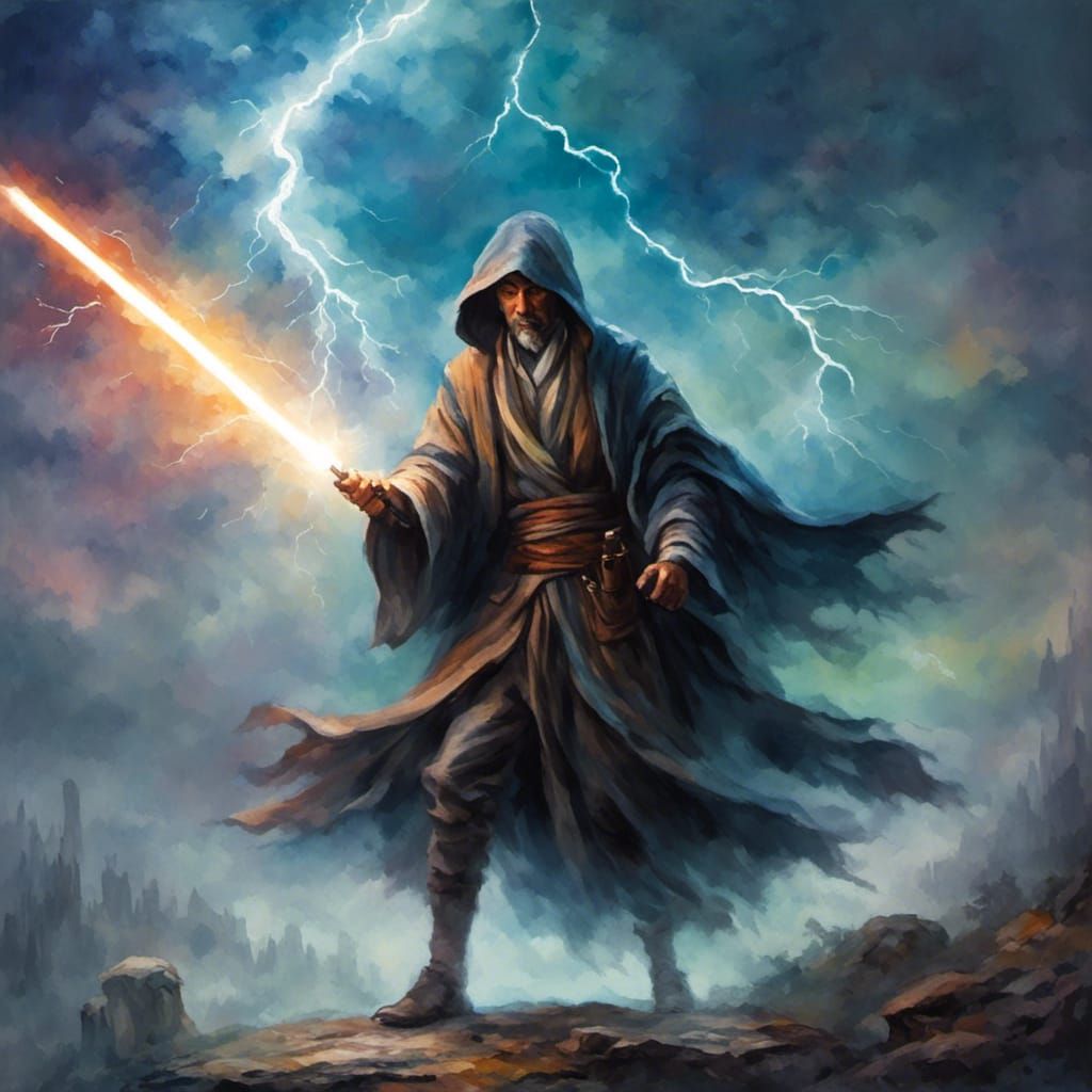 Cloaked Magician vs Jedi: Fantasy Concept Art