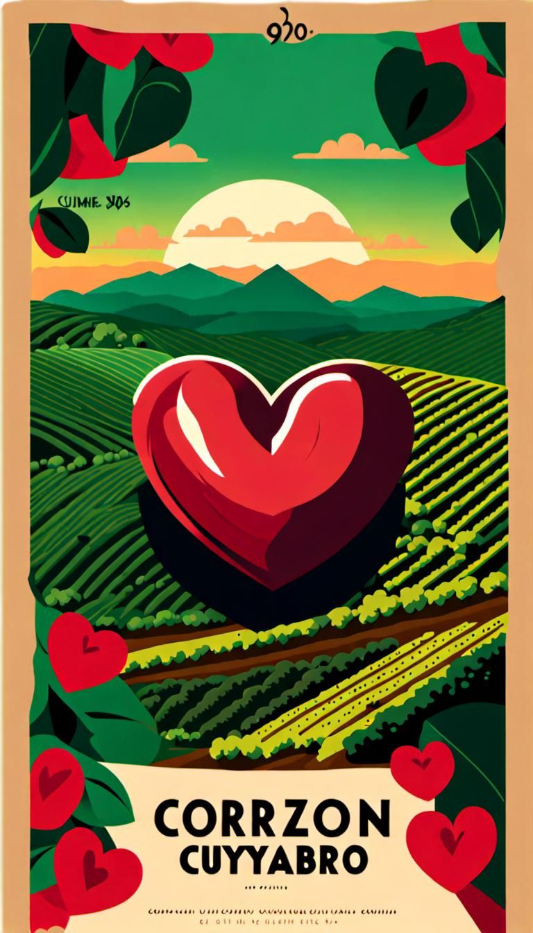 Coffee Farm Heart in Cinematic 90s Style