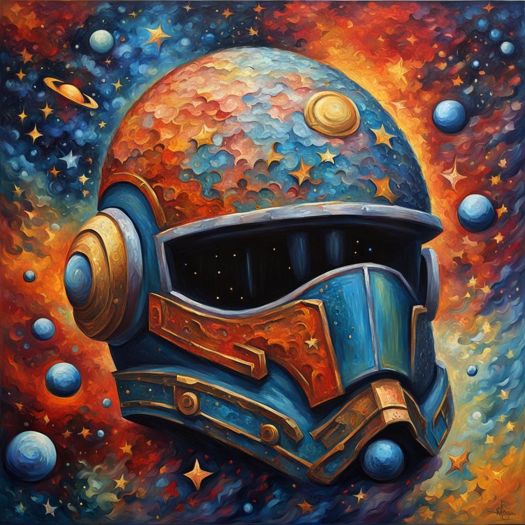 Celestial Guardian Helmet in Expressionist Style