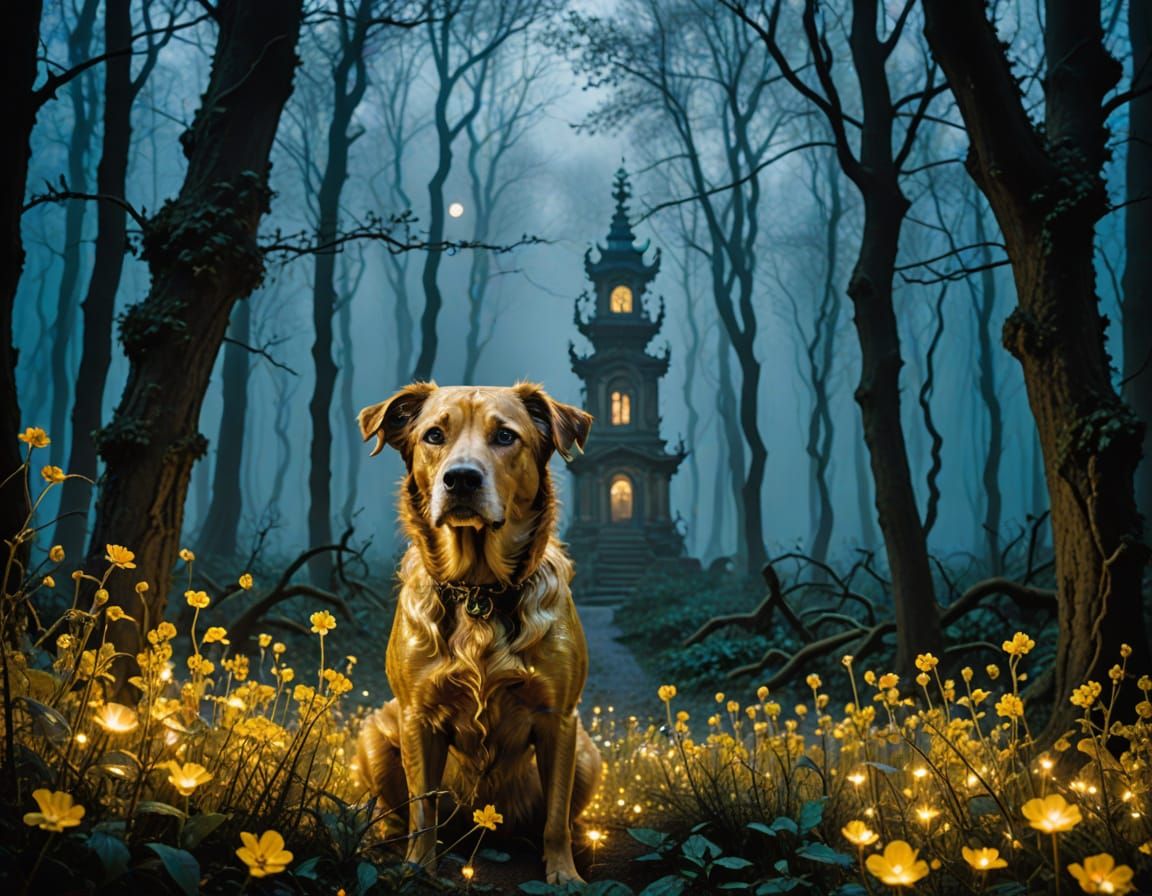 Majestic Dog Portrait in Salvador Dali Style