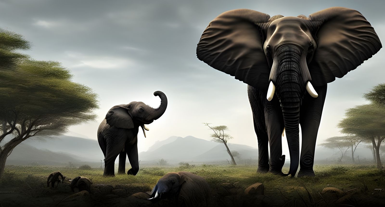Elephant stands victorious