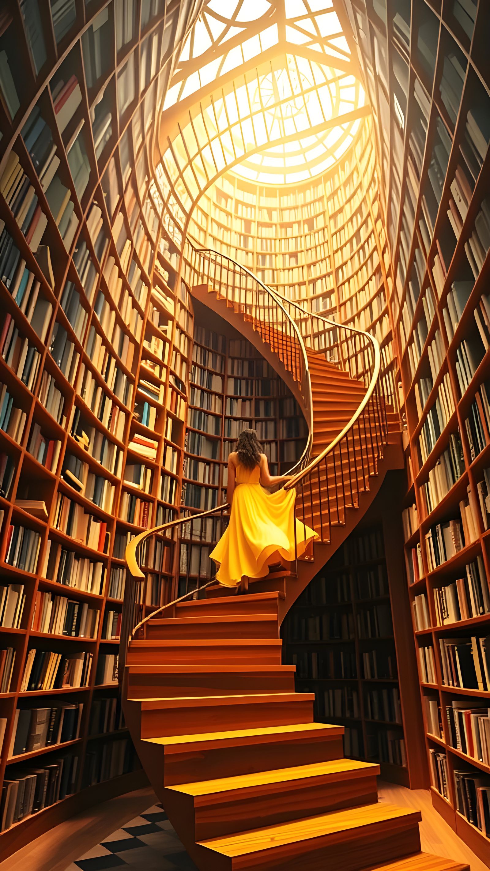 Ascending Library Elegance in Vibrant Color