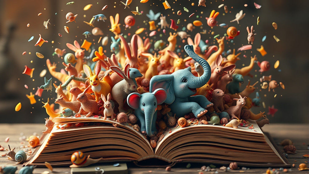 Colorful Animals Exploding from Ancient Book