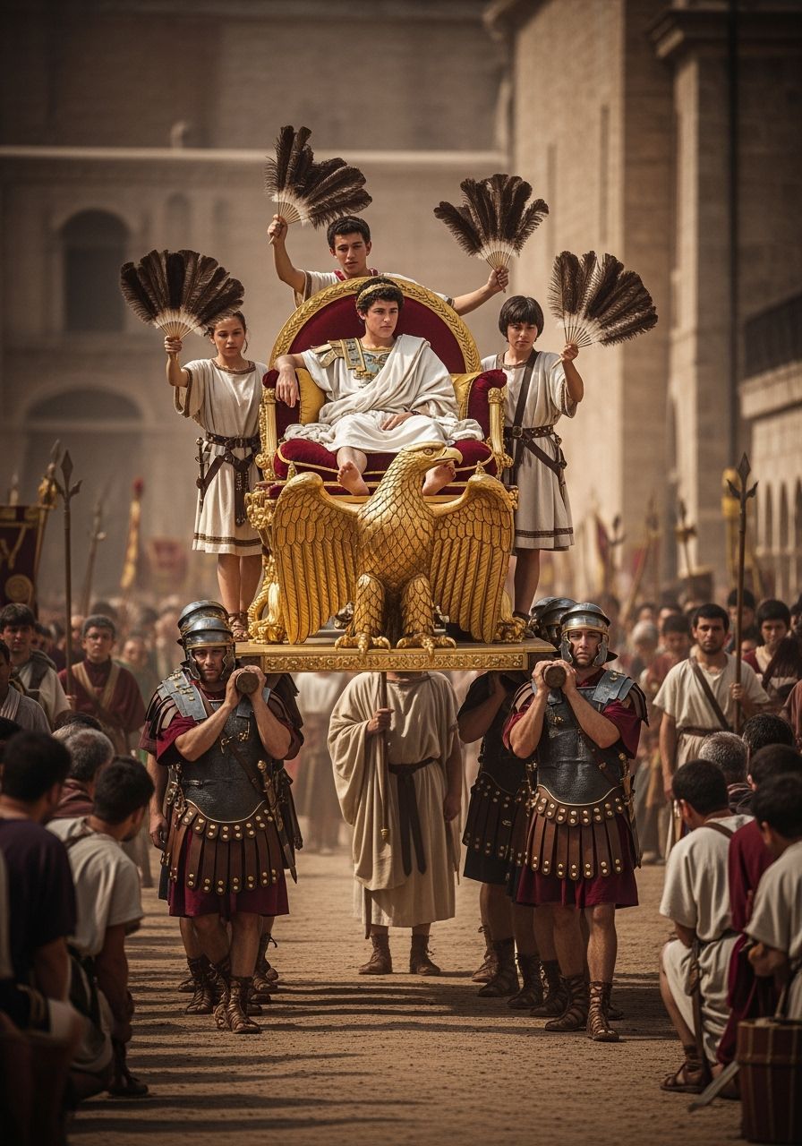Roman Emperor on Eagle Litter, Professional Photography