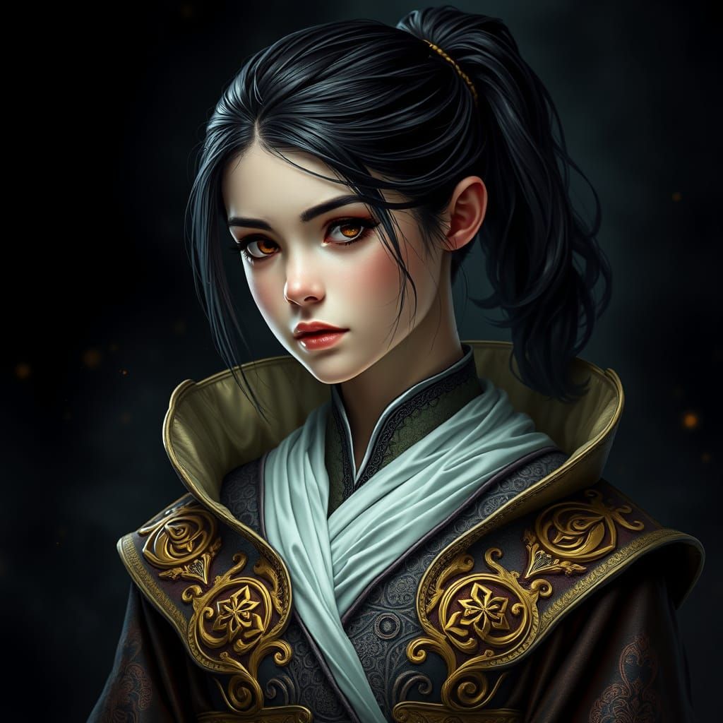 Mystical Exorcist Girl in Ornate Robes