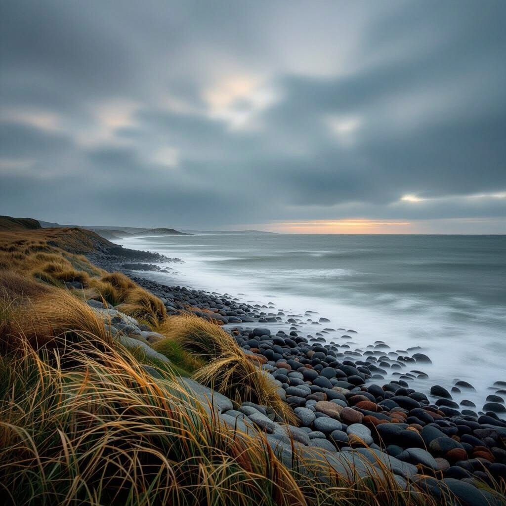 Autumn Shoreline Masterpiece in Coastal Impressionist Style