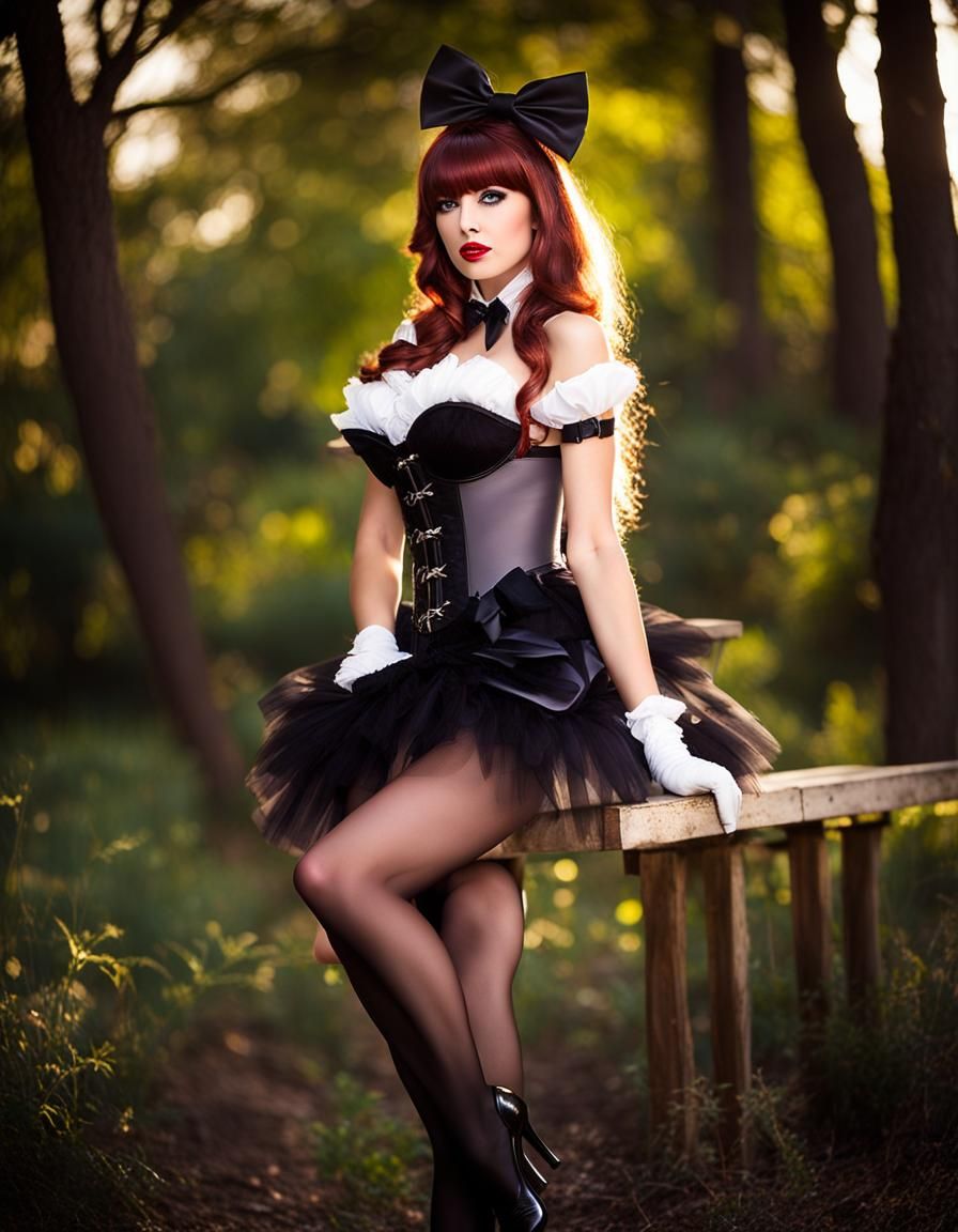 1990's Style Photo of Corseted Figure with Bow