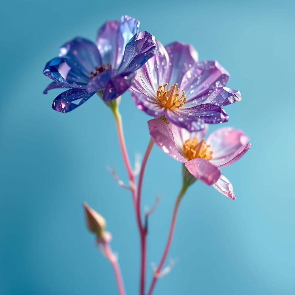 Sapphire and Amethyst Gemstone Blooms in Dreamy, Surreal Lan...