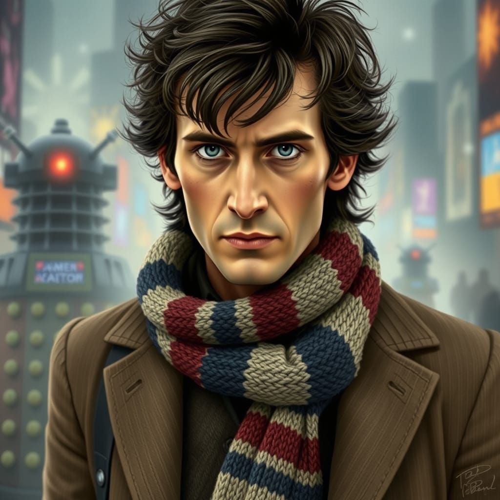 Lonely Wanderer in Dalek City: Art Style Fusion