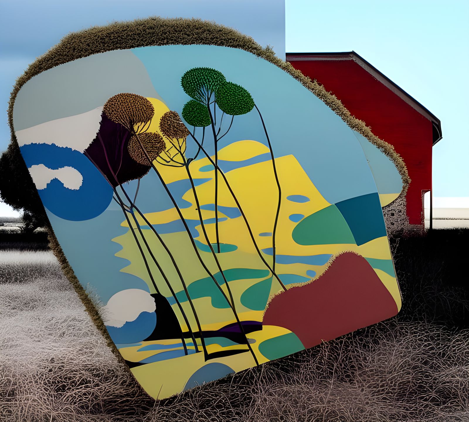 Eerie Landscape with Cotton Fields in Impasto Style