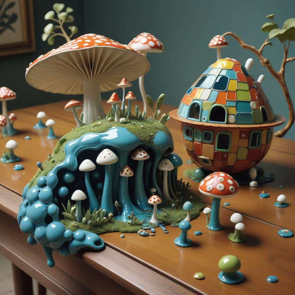 Vibrant Whimsical Sculpture in Indonesian-Inspired Style