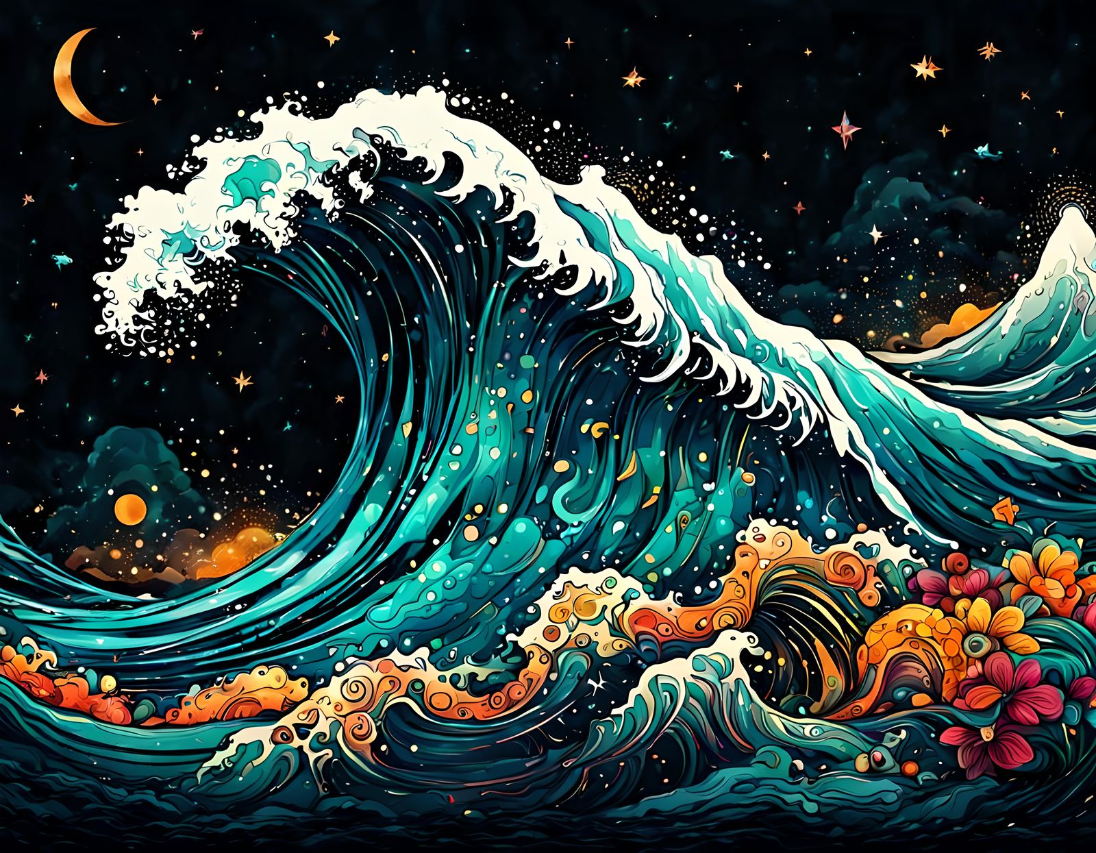 Boho Style Cosmic Wave Art