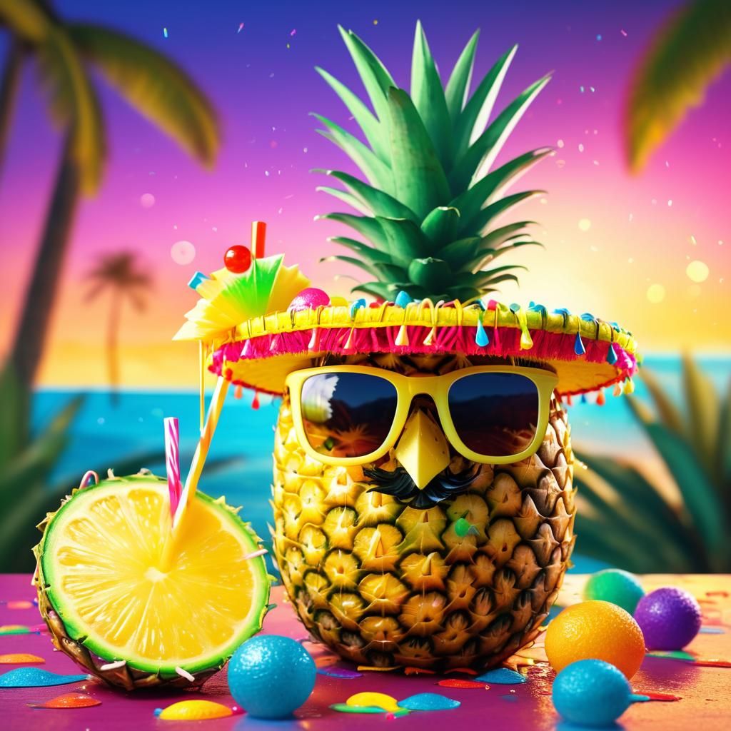 Festive Pineapple Still Life with Piña Colada