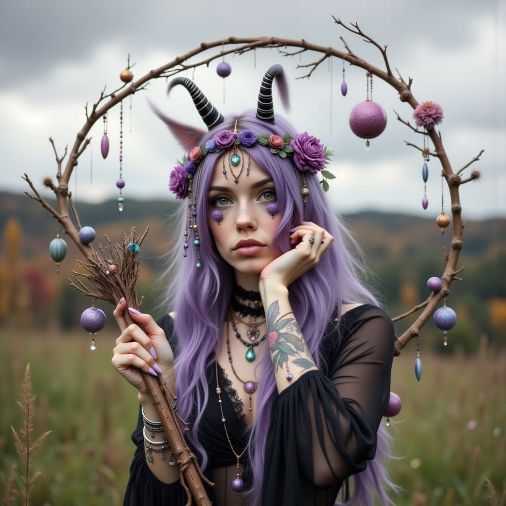 Goth Hillbilly Woman in Remote Country Setting