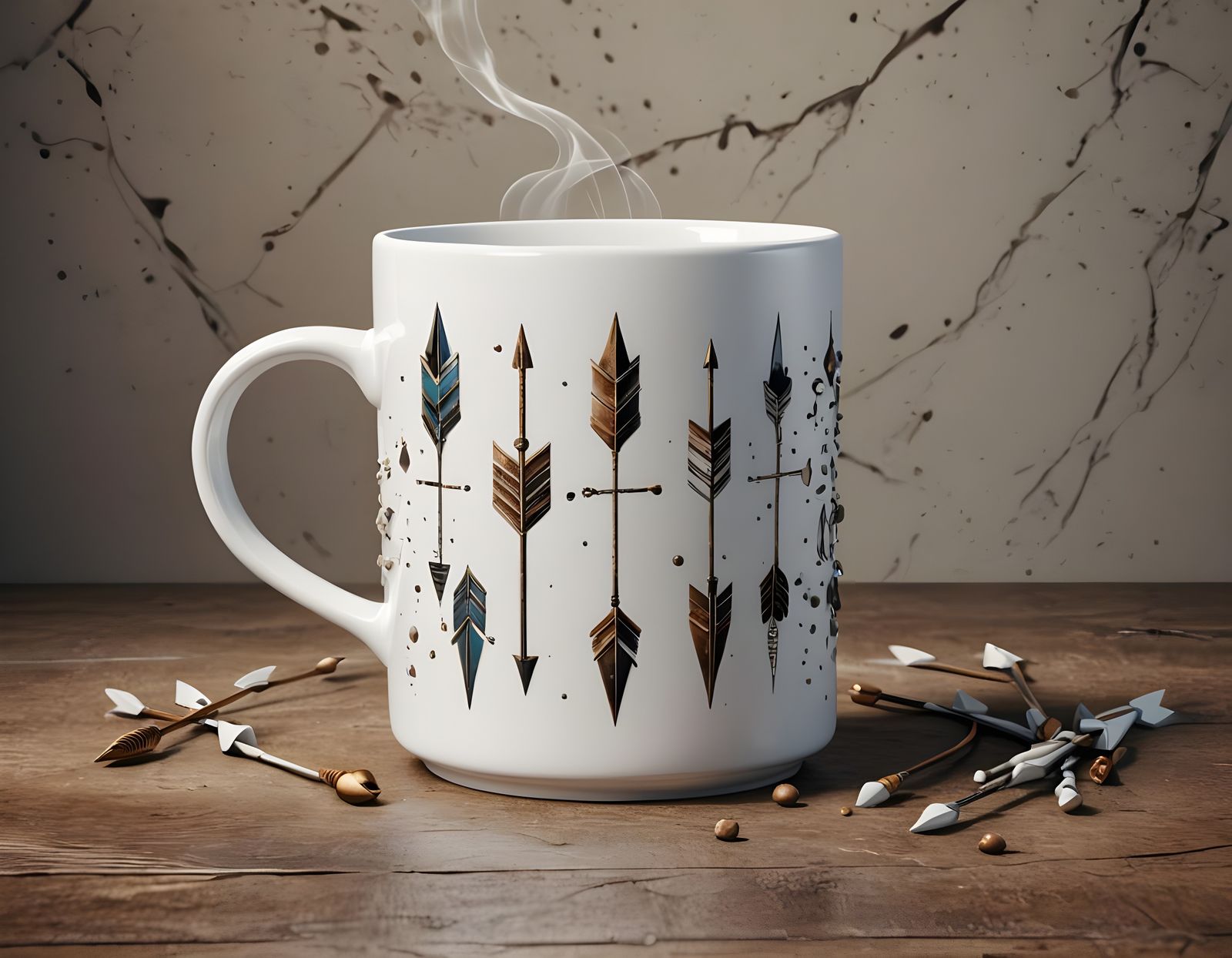 Fantastical Coffee Mug with Arrows in Vibrant Colors