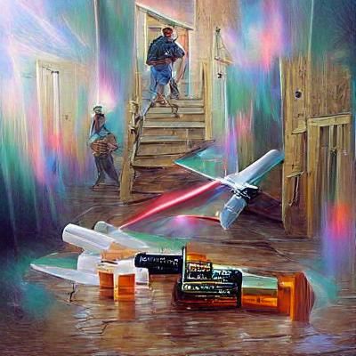 Flying Trap House with Laser Swords: Gurney Style