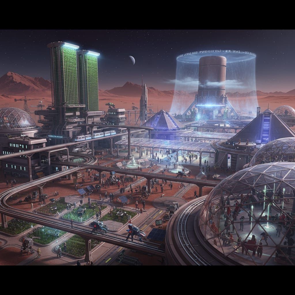Hypertechnological City on Mars Future Life