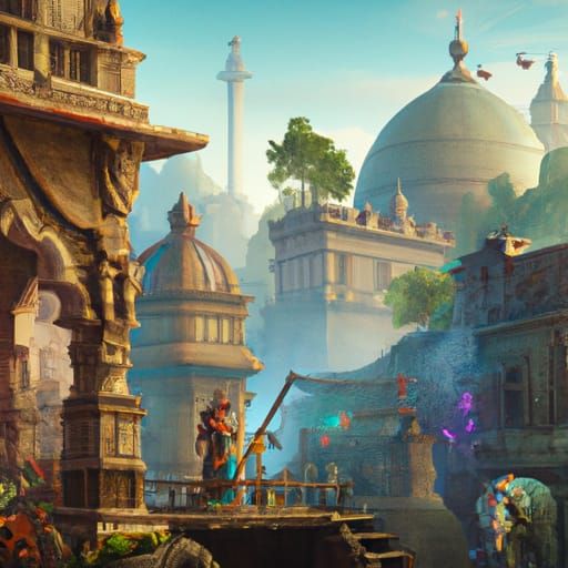 Fantastical Detailed Matte Painting of India