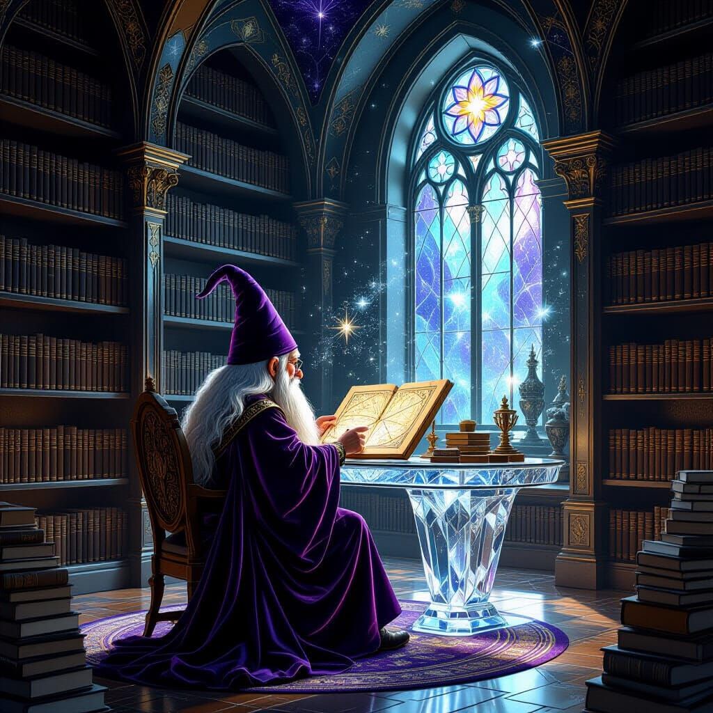 Gnome Studies Celestial Map in Crystal Library