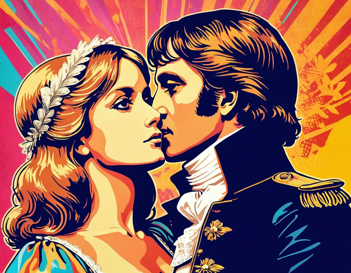 Napoleon and Lover in Retro Pop Art Style