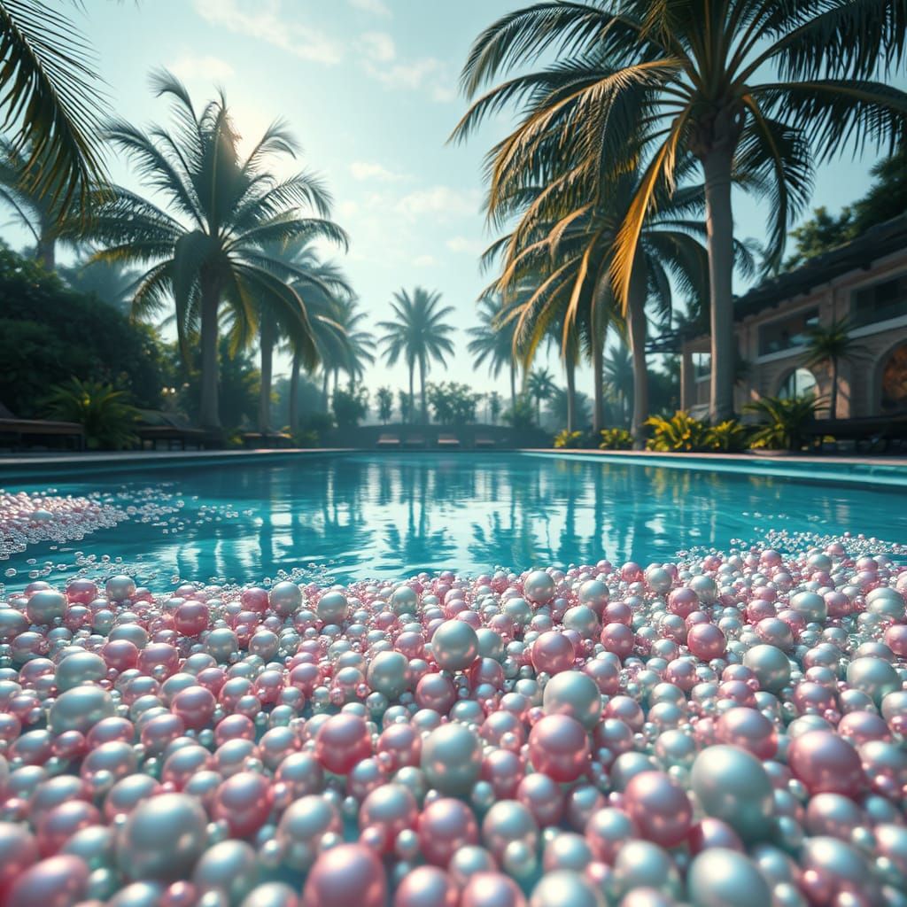Pearls in Turquoise Pool: Dreamlike Fantasy Art