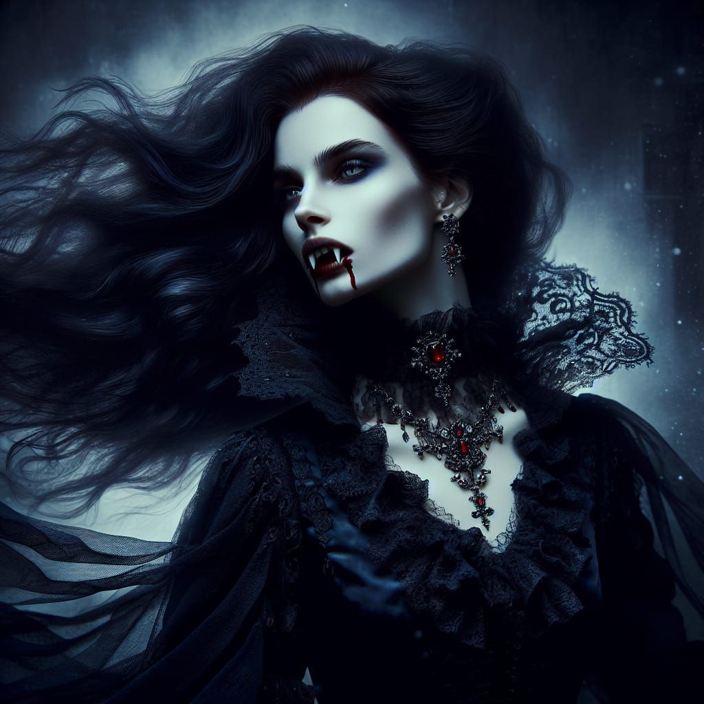 Gothic Vampire Huntress in Striking Colors