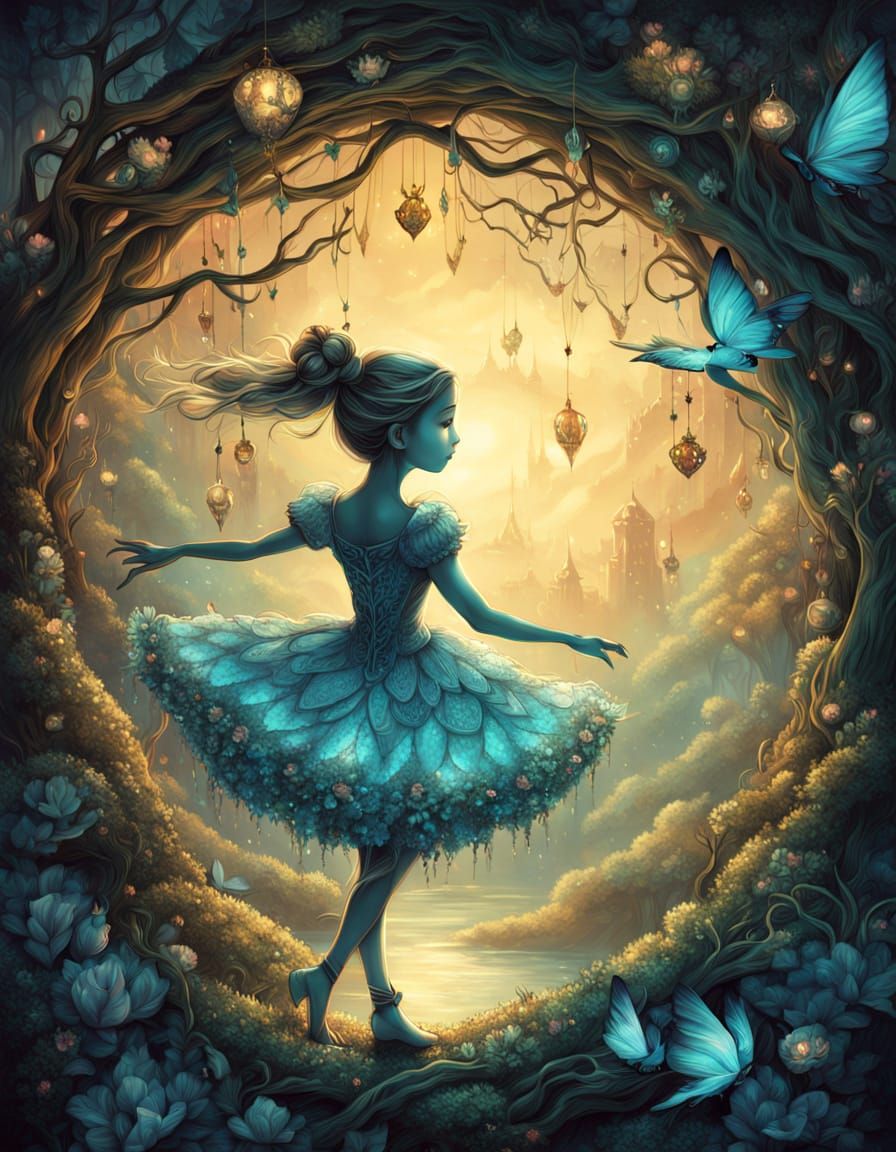 Ballerina's Geode Wreath: A Microscopic Aurora Scene