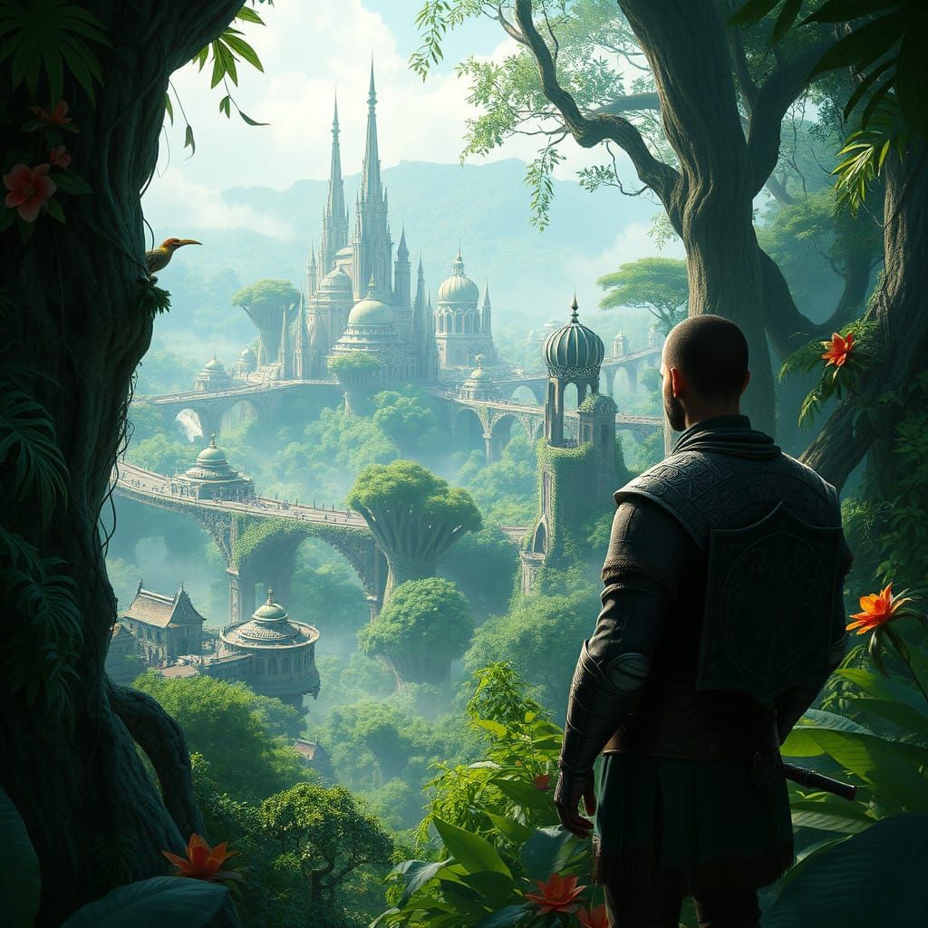 Ethereal Rainforest Empire of Cyrodiil in a Lush, Vibrant Ni...