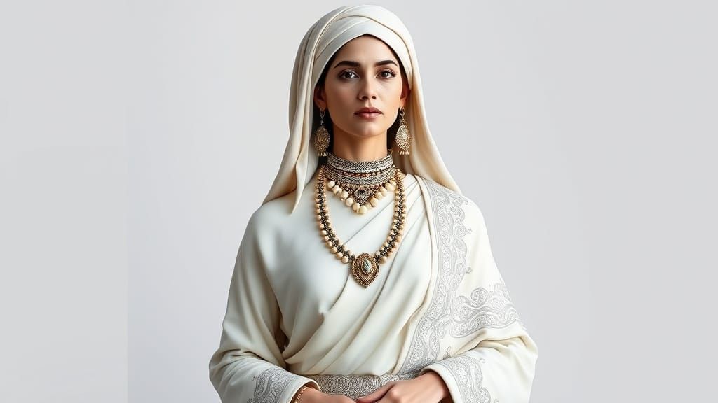 Marble Sculpture of Algerian Woman in Traditional Dress