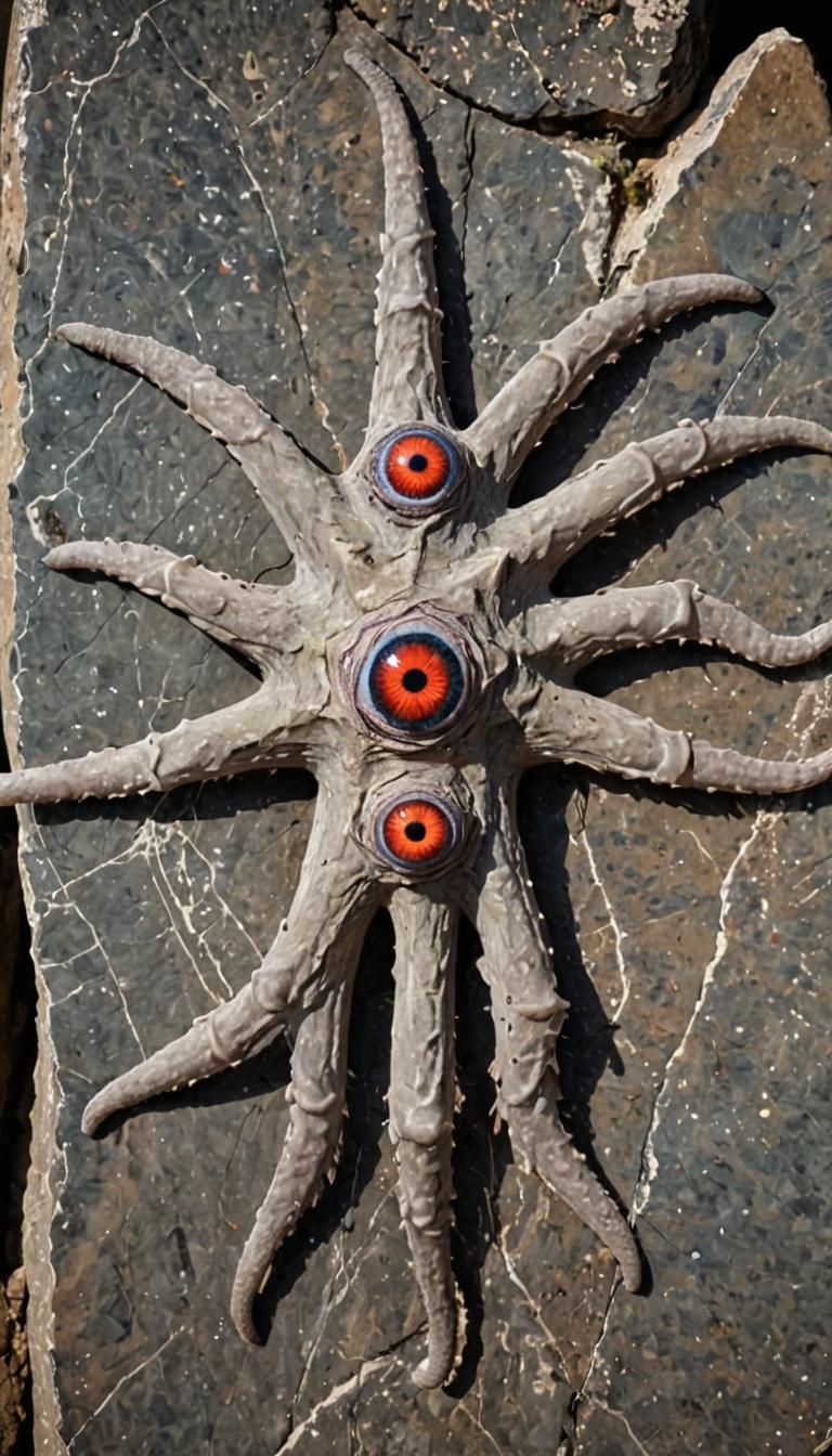 Pentagonal Alien Creature in Ancient City, 3D Art