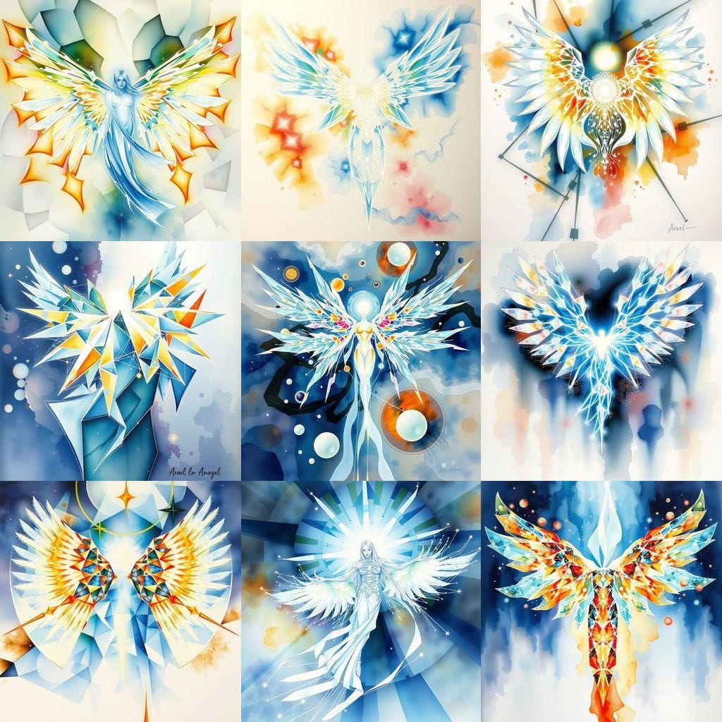 Abstract Angelic Being in Shifting Geometric Patterns