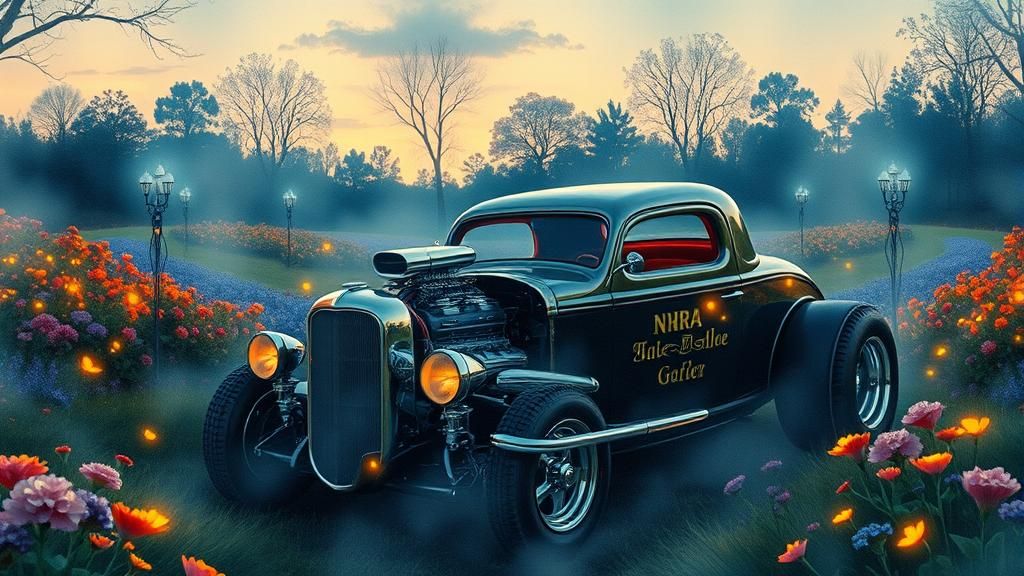 NHRA Gasser Hot Rod in Mystical Garden