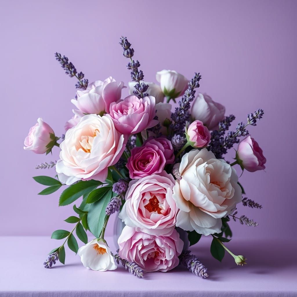 Whimsical Lavender Floral Still Life in Impressionist Style