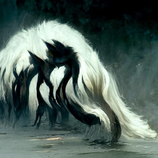 Sinister Ninetails Fox in Fantasy Art Style