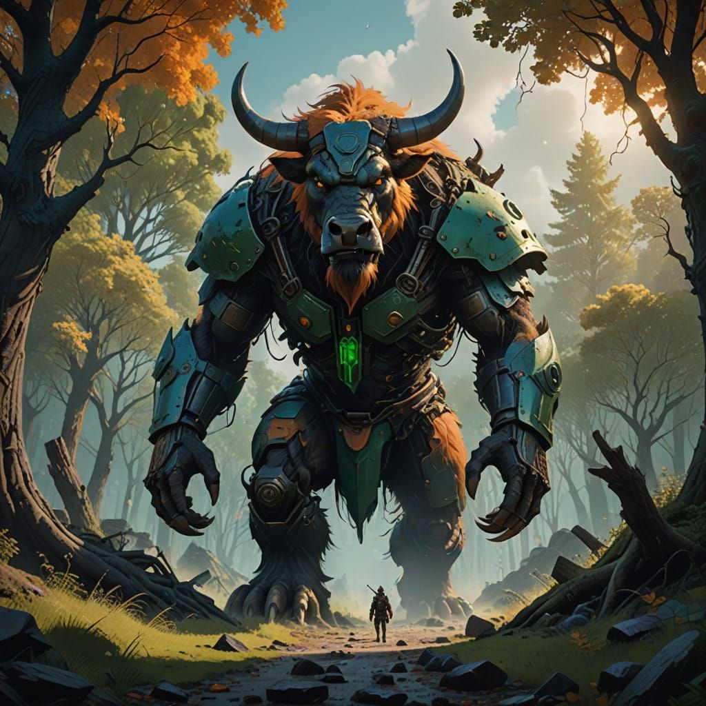 Dual-Headed Mythical Creature in a Dreamlike Realm