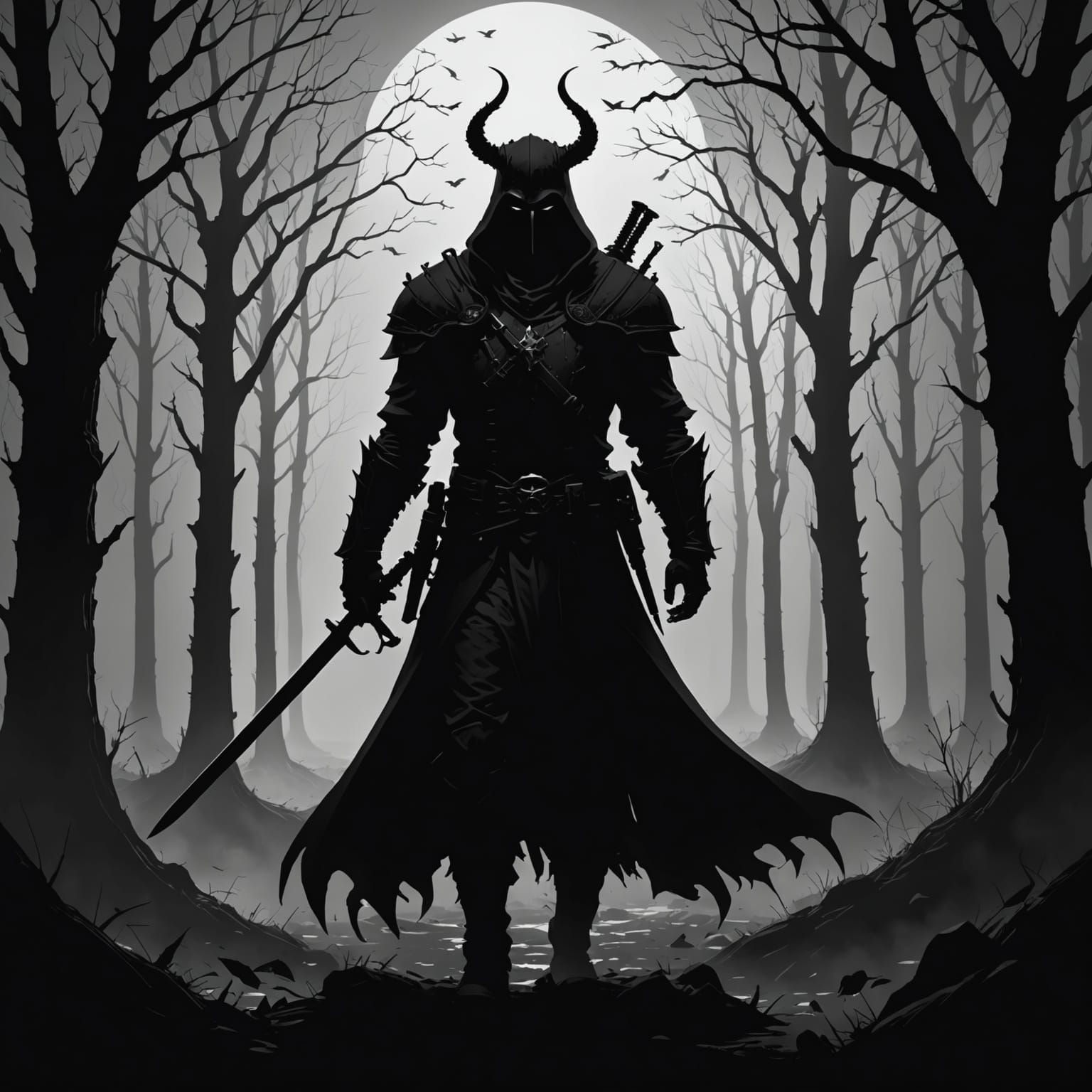 Dark Fantasy Silhouette Art