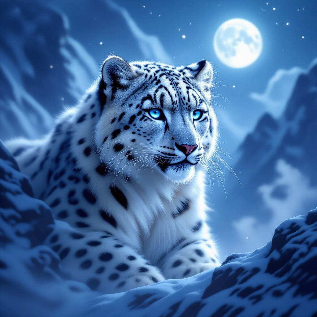Ethereal Snow Leopard Spirit Guarding Mountain Pass