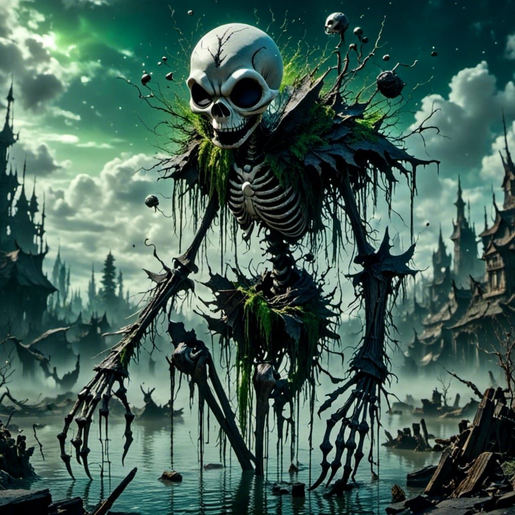 Female Jack Skellington Swamp Monster: Photorealistic Master...