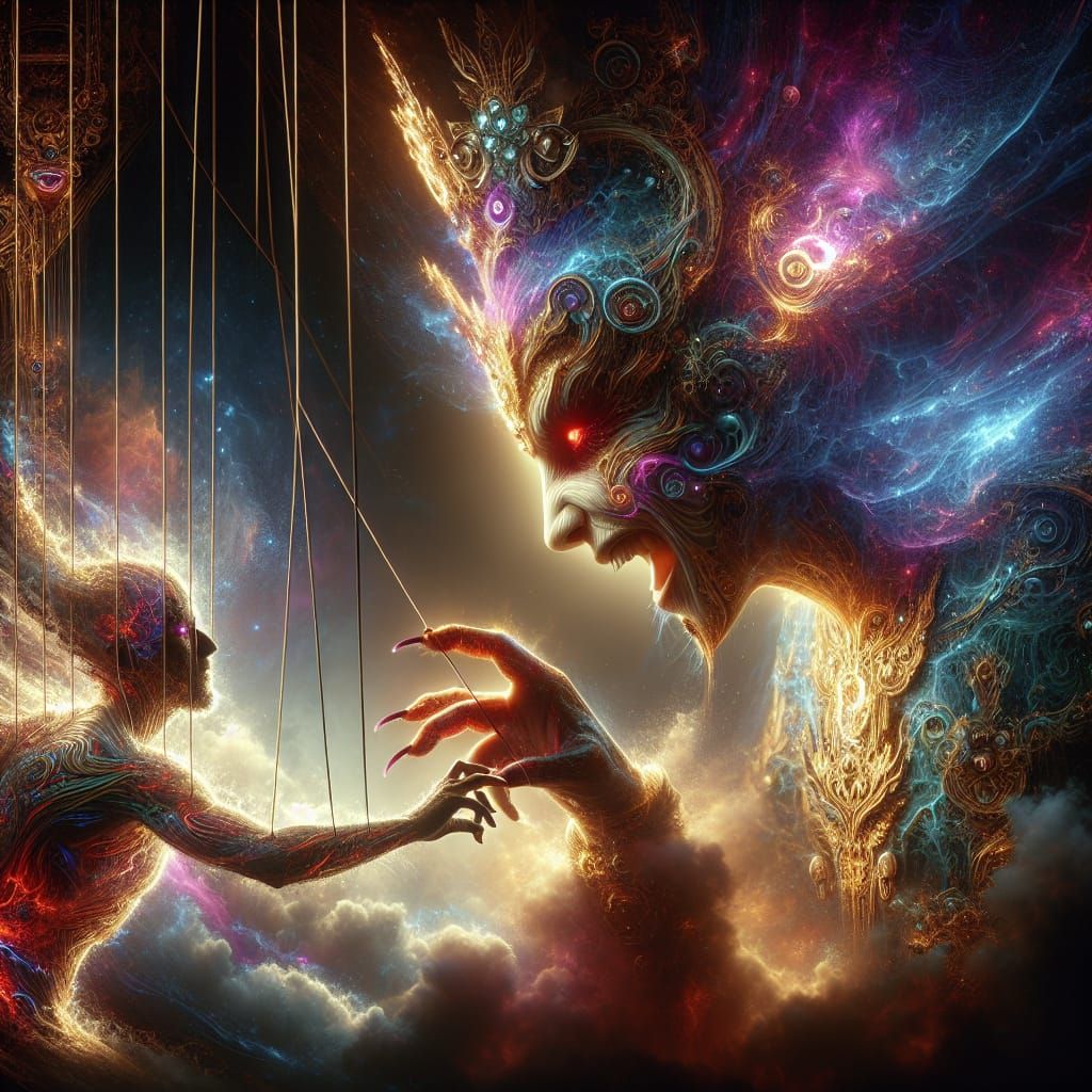 Vengeful Deity Puppeteer: Ethereal Concept Art