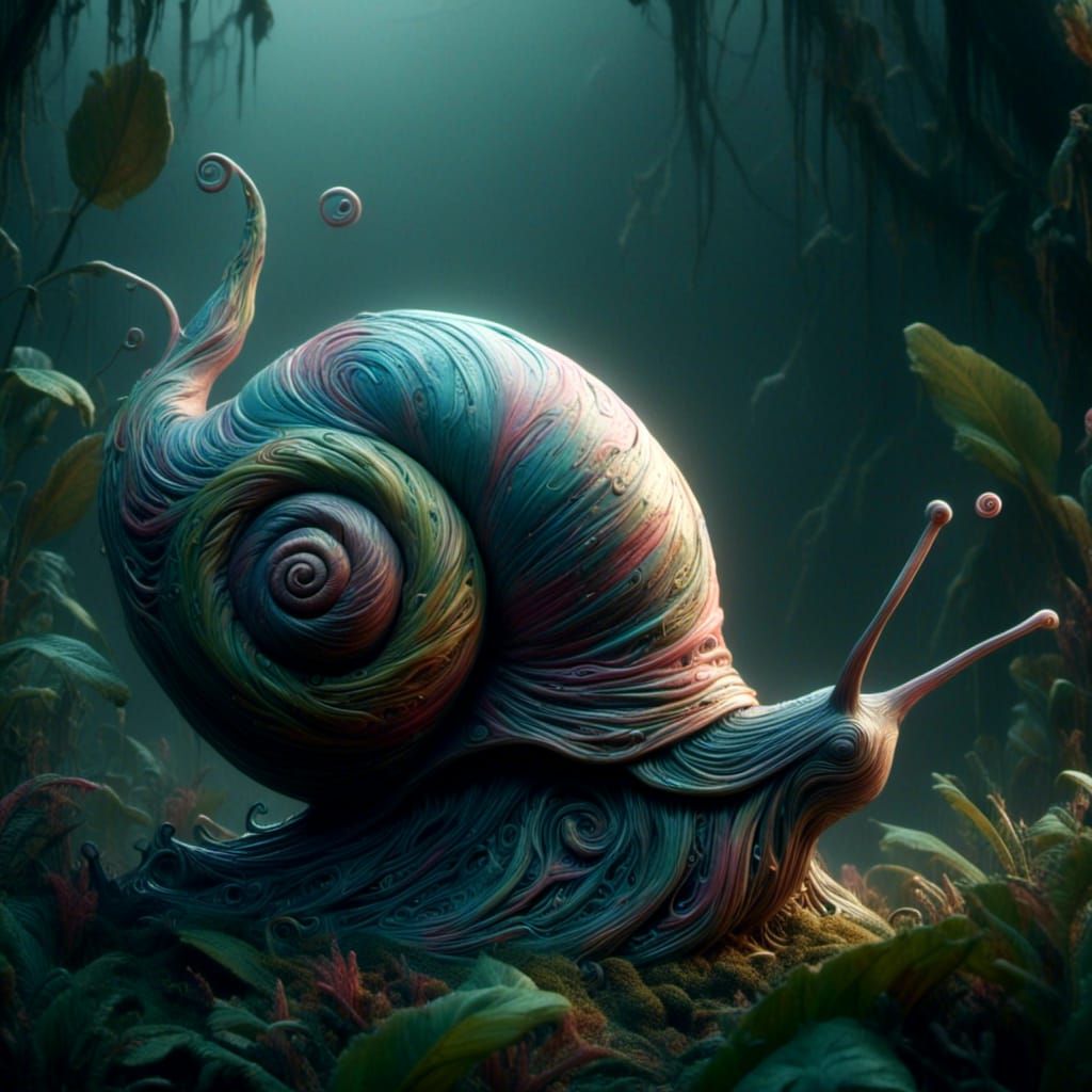 Snail's Journey Through Misty Garden: Concept Art