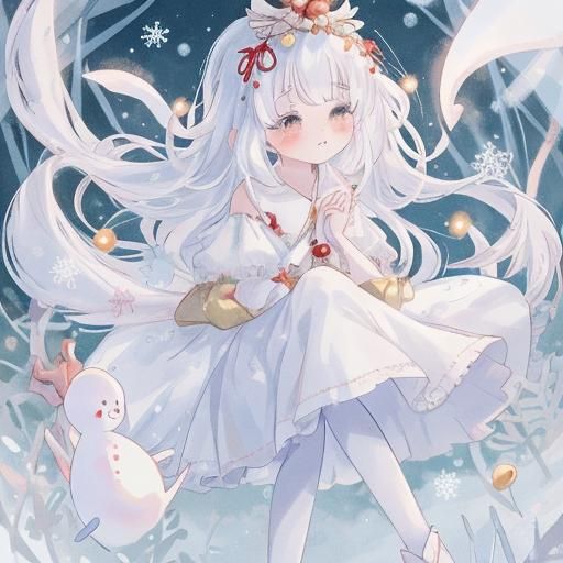 Ethereal Christmas Ghost Girl with Candy Cane Hair