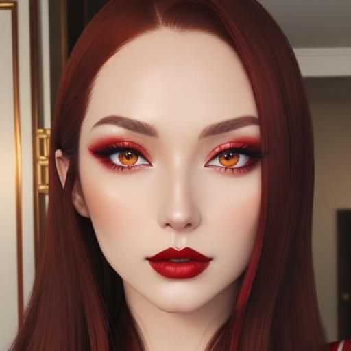 Beautiful young lady with shimmery long chestnut Brown hair ...