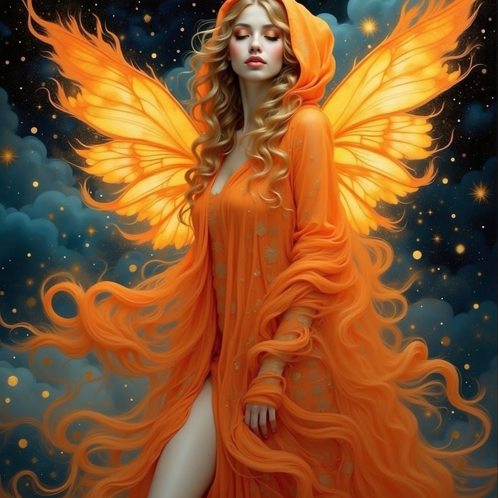 Luminous Fire Fairy in Mystical Whimsical Style