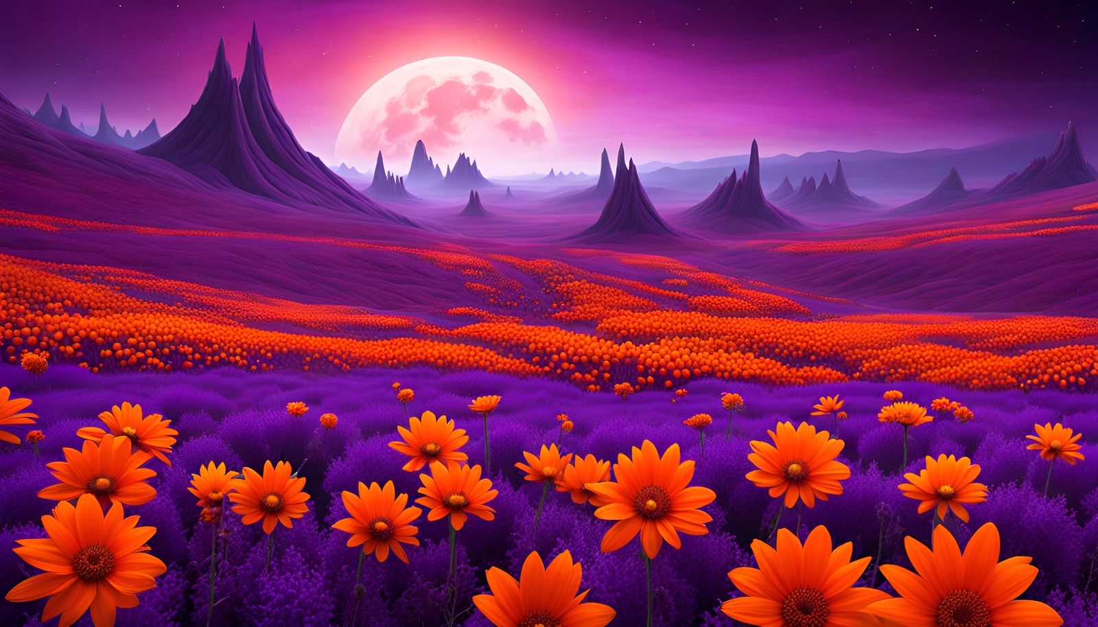 Mutant Halloween Flowers on Alien Landscape
