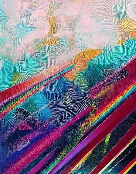 Kaleidoscopic River: Murakami-Inspired Geometric Abstraction